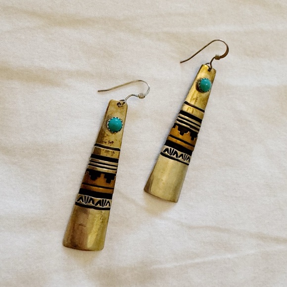 Aztec Turquoise Earrings - Picture 5 of 6